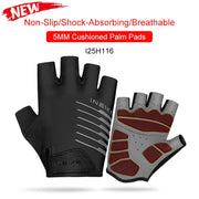 Black and gray gloves with text highlighting features on a white background