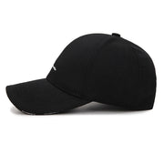 Black baseball cap on a white background