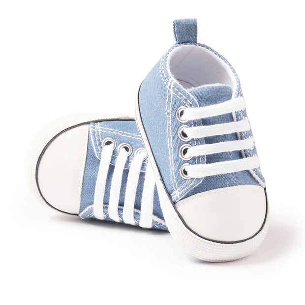 Checkered Soft Sole Baby Shoes – Lace-Up First Walkers for Infants (0–12 Months) First Walkers ZURRIES BILLINERY (PVT) LTD.