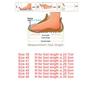 Diagram showing how to measure foot length with text indicating shoe size and corresponding foot length.