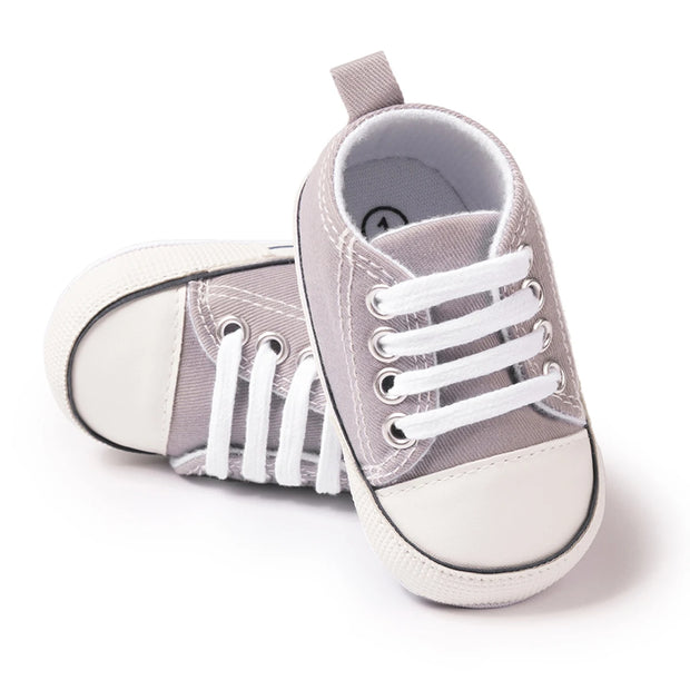 Checkered Soft Sole Baby Shoes – Lace-Up First Walkers for Infants (0–12 Months) First Walkers ZURRIES BILLINERY (PVT) LTD.