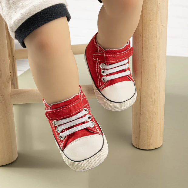 Checkered Soft Sole Baby Shoes – Lace-Up First Walkers for Infants (0–12 Months) First Walkers ZURRIES BILLINERY (PVT) LTD.