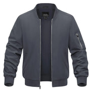 Gray bomber jacket on a white background