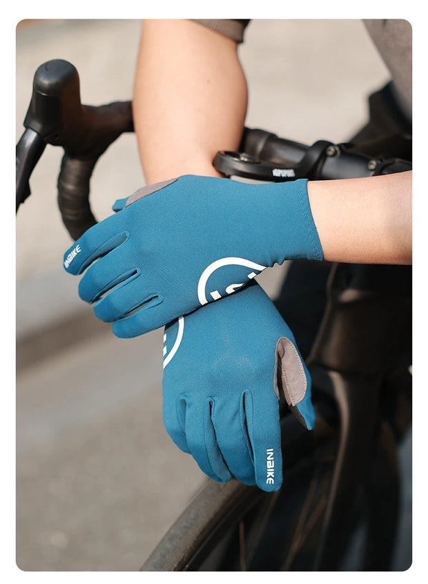 Blue gloves on a blurred background