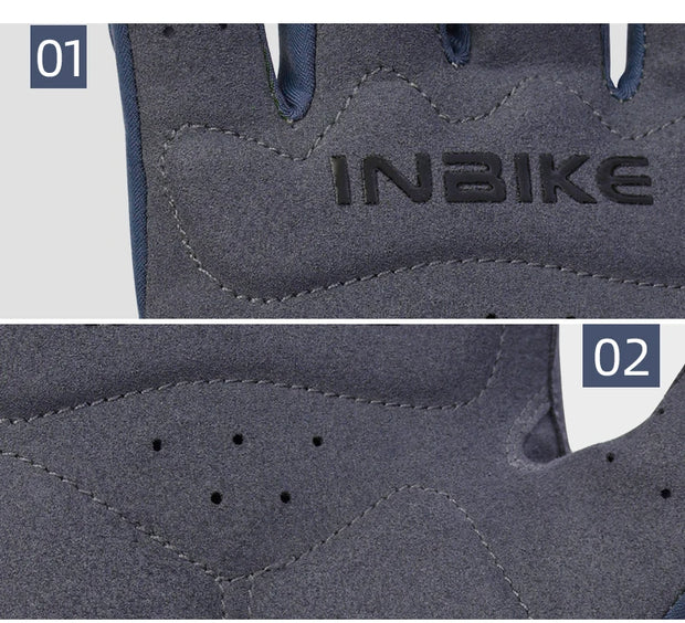 Close-up of a gray glove and ventilation holes.