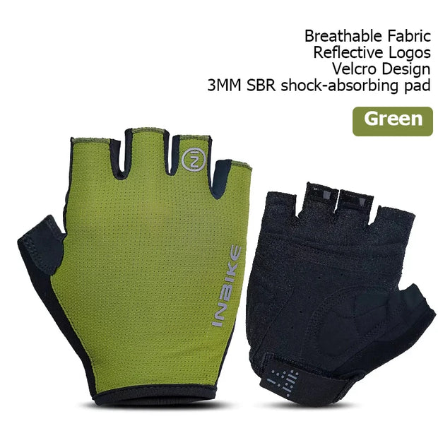 Green and black gloves on a white background