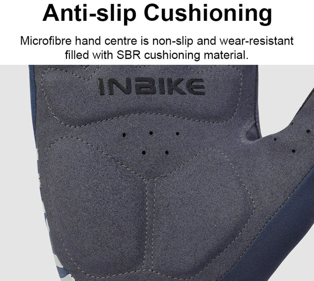 Close-up of glove with anti-slip cushioning and SBR material on a white background