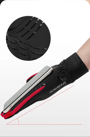 Black and red glove on a white background