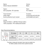 Technical specifications of Winter Gloves I24GW301 on a white background