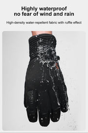 Black glove with water repellent properties on a gray background
