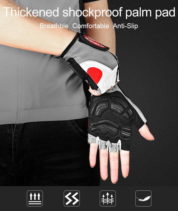 Glove with thickened shockproof palm pad on a dark background