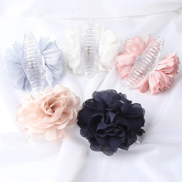 Soft Chiffon Flower Hair Claw Clip – Lightweight Floral Style for Women Hair Claw Clip ZURRIES BILLINERY (PVT) LTD.