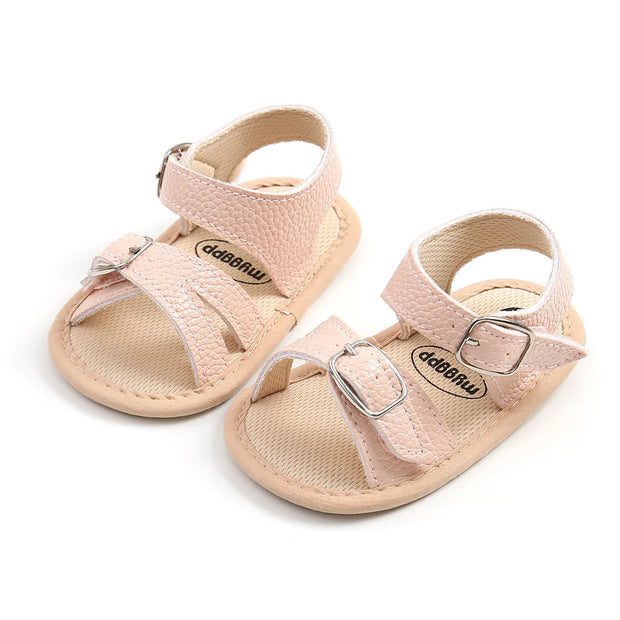 Flower Accent Baby Sandals – PU Leather Soft Sole Anti-Slip First Walkers (0–12 Months) Baby Sandals ZURRIES BILLINERY (PVT) LTD.