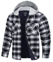 Plaid jacket with a hood on a white background