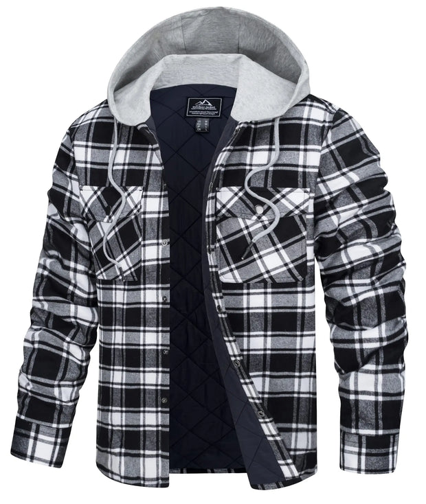 Plaid jacket with a hood on a white background