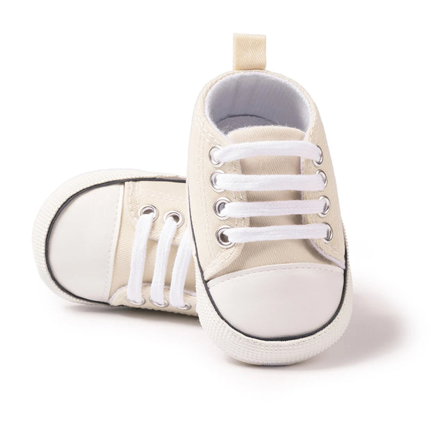 Checkered Soft Sole Baby Shoes – Lace-Up First Walkers for Infants (0–12 Months) First Walkers ZURRIES BILLINERY (PVT) LTD.