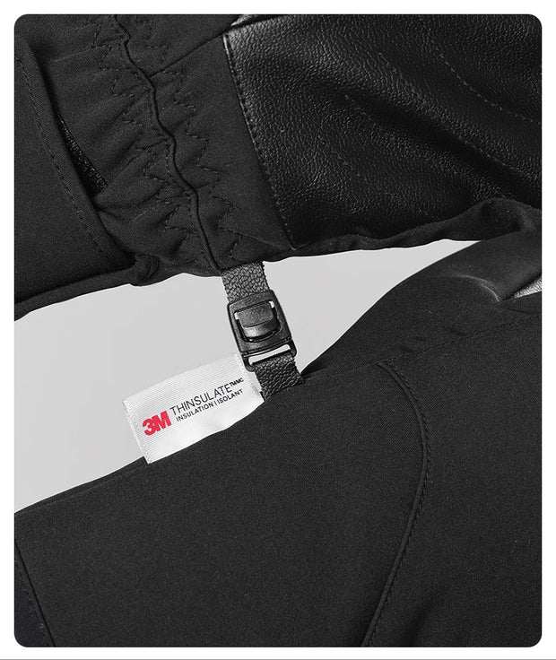 Close-up of a black jacket with a Thinsulate label on a white background