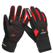 Black and red gloves on a white background