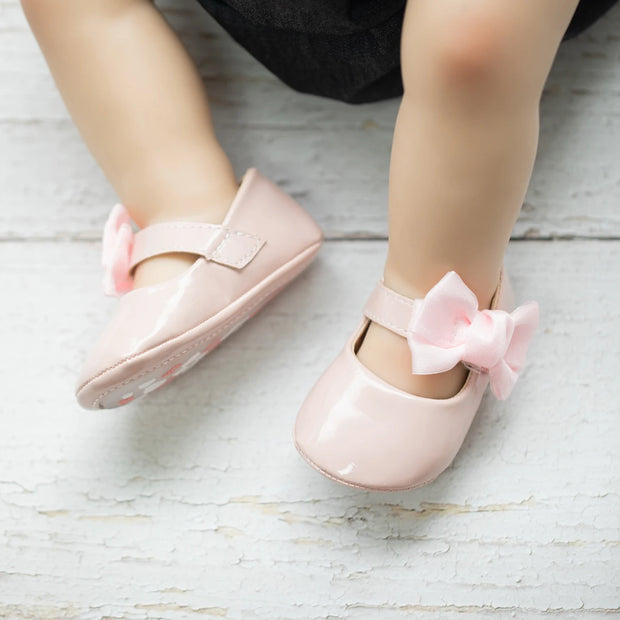 Butterfly-Knot PU Baby Shoes – Soft Sole Anti-Slip First Walkers (0–18 Months) First Walkers ZURRIES BILLINERY (PVT) LTD.