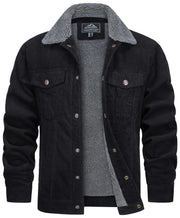 Black jacket with gray fleece lining on a white background