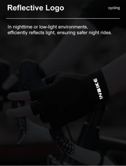 Hand wearing a black glove, emphasizing reflective feature for safety.