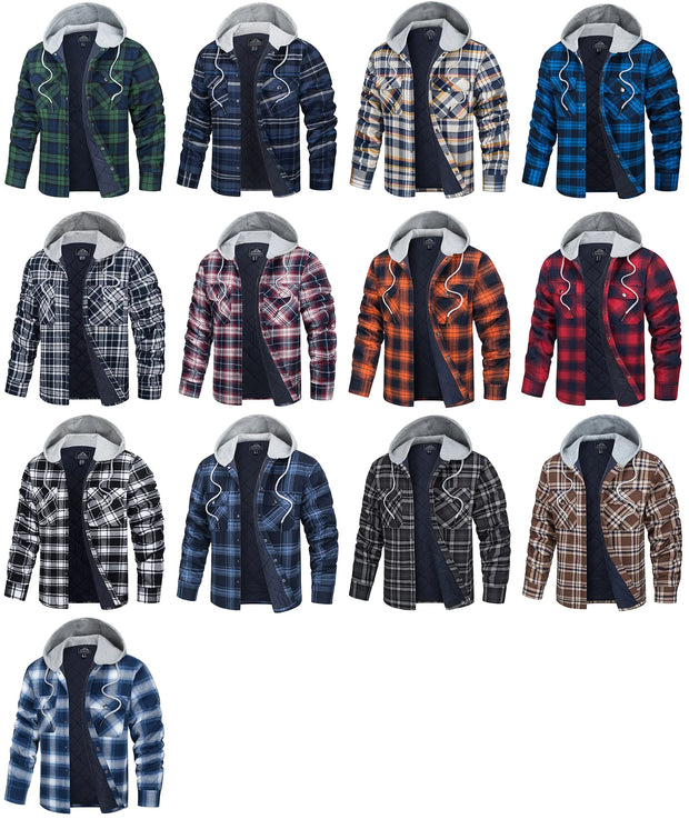 Collection of plaid jackets with various patterns on a white background