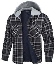 Plaid jacket with a hood on a white background