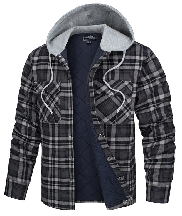 Plaid jacket with a hood on a white background