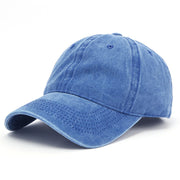 Blue denim cap on a white background