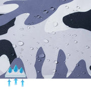 Water droplets on a water-repellent surface with text and icons indicating water repellency.