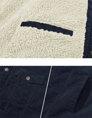 Close-up of a textured fabric with a pocket detail and text '5 Utility Pockets' on a navy background.