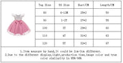 Table displaying dress sizes with corresponding US sizes, bust lengths, and skirt lengths.