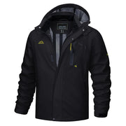 Black jacket with yellow accents on a white background