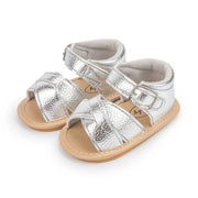 Flower Accent Baby Sandals – PU Leather Soft Sole Anti-Slip First Walkers (0–12 Months) Baby Sandals ZURRIES BILLINERY (PVT) LTD.