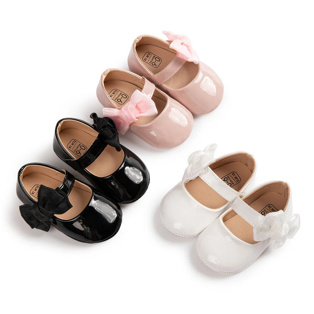 Butterfly-Knot PU Baby Shoes – Soft Sole Anti-Slip First Walkers (0–18 Months) First Walkers ZURRIES BILLINERY (PVT) LTD.
