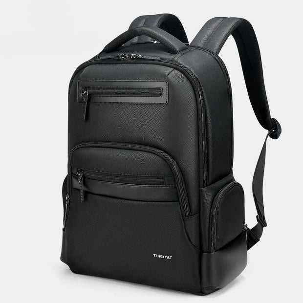 Black backpack on a white background