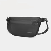 Black waist bag with visible on a white background