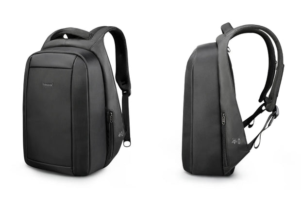 Black backpack and crossbody bag on a white background