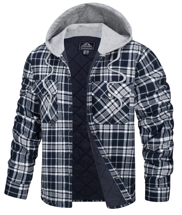 Plaid jacket with a hood on a white background