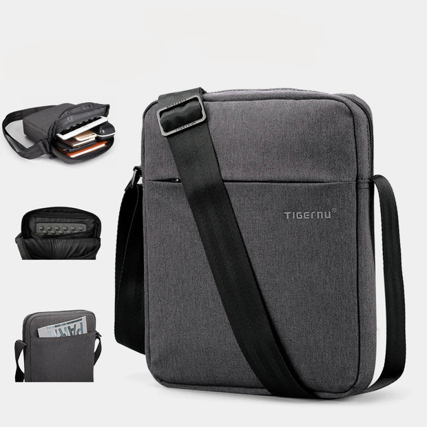 Dark grey shoulder bag on a white background