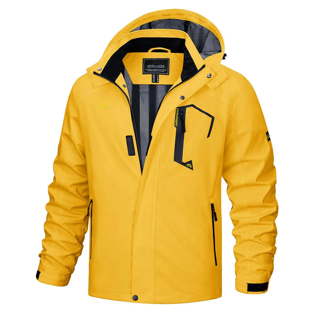 Yellow jacket with black accents on a white background