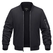 Black bomber jacket on a white background