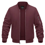 Maroon bomber jacket on a white background