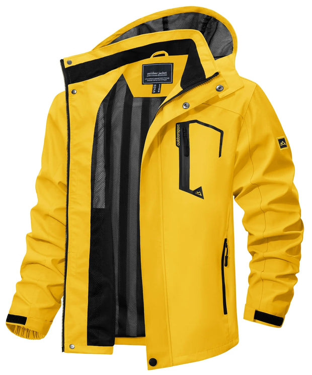 Yellow jacket with black accents on a white background