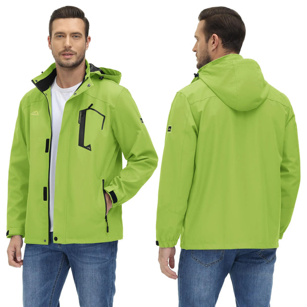 Green jacket displayed from front and back on a white background