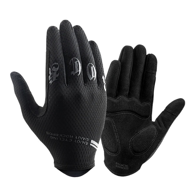 Black gloves with text on a white background