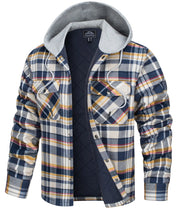 Plaid jacket with gray hood on a white background