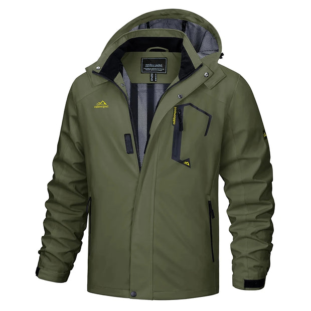 Green jacket with brand logo on a white background