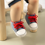 Checkered Soft Sole Baby Shoes – Lace-Up First Walkers for Infants (0–12 Months) First Walkers ZURRIES BILLINERY (PVT) LTD.