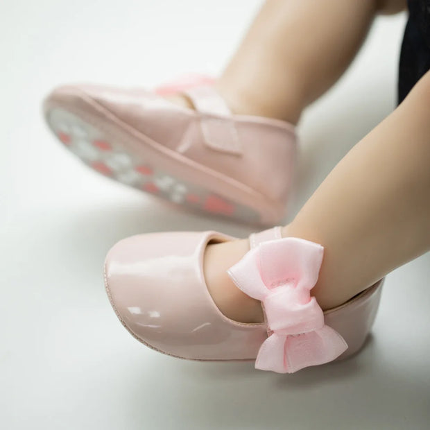 Butterfly-Knot PU Baby Shoes – Soft Sole Anti-Slip First Walkers (0–18 Months) First Walkers ZURRIES BILLINERY (PVT) LTD.